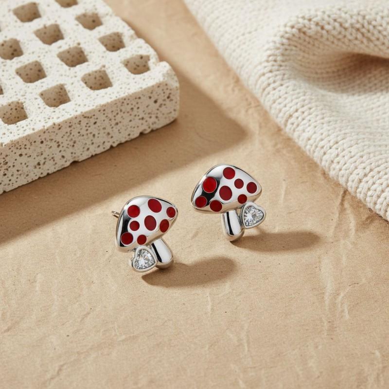 Elegant Mushroom Stud Earrings Women Post Copper Plated Fashion Sweet Minimalist Jewelry
