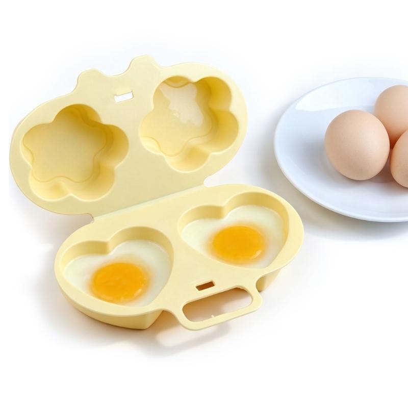 Hinged Microwave Egg Poacher in Food-Contact-Grade Polypropylene, with Separate Cavities to Cook 2 Eggs at Breakfast