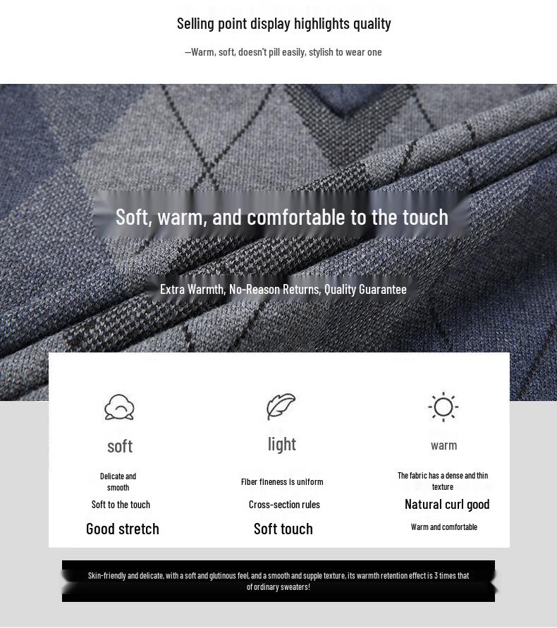 Men's Winter Sleeveless Plaid Knit Sweater Vest - Thick & Warm, Middle-aged Casual Style