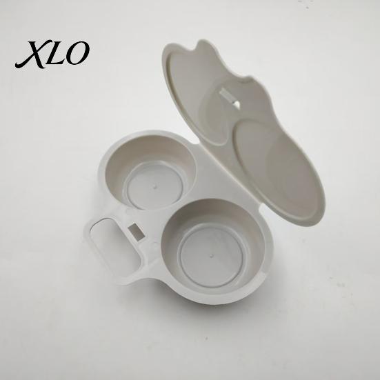 Heat Resistant Egg Poacher Dual Cavity with Lid & Handle, Quick-Heat Microwave Safe Kitchen Gadget for Eggs Cooker 2 Eggs, Quick Oil-Free Cooking,
