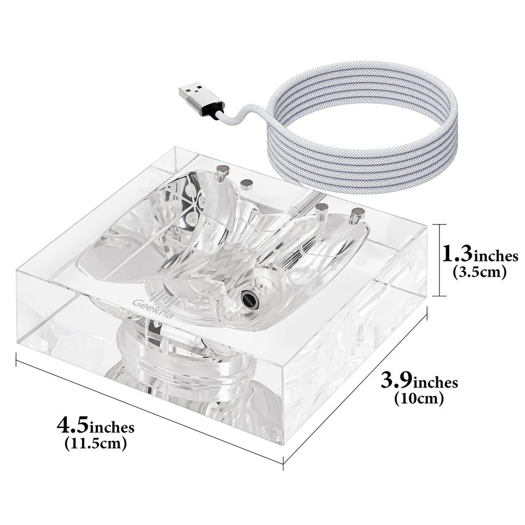 Suport de Încărcare pentru Căști Geekria Compatibil cu AirPods Max Dock de Încărcare Acrilic Bază de Încărcare cu Mod de Economisire a Energiei pentru Somn (USB-C) (clar)