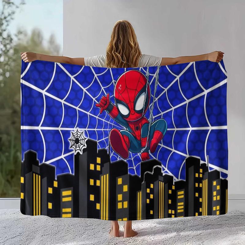 Marvel Avengers Spider Man Cartoon Flannel Blanket,Ultra Soft Warm Plush Throw for Home Bedroom Bed Sofa Cover Office Picnic
