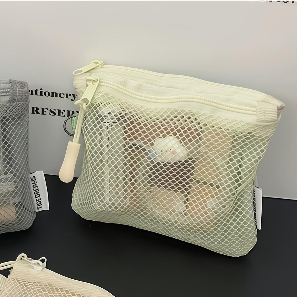 1pc Mesh Zipper Pouch Portable Mini Storage Bag Makeup Cosmetics Toiletries Compact Travel Organizer Lipstick Makeup Bag