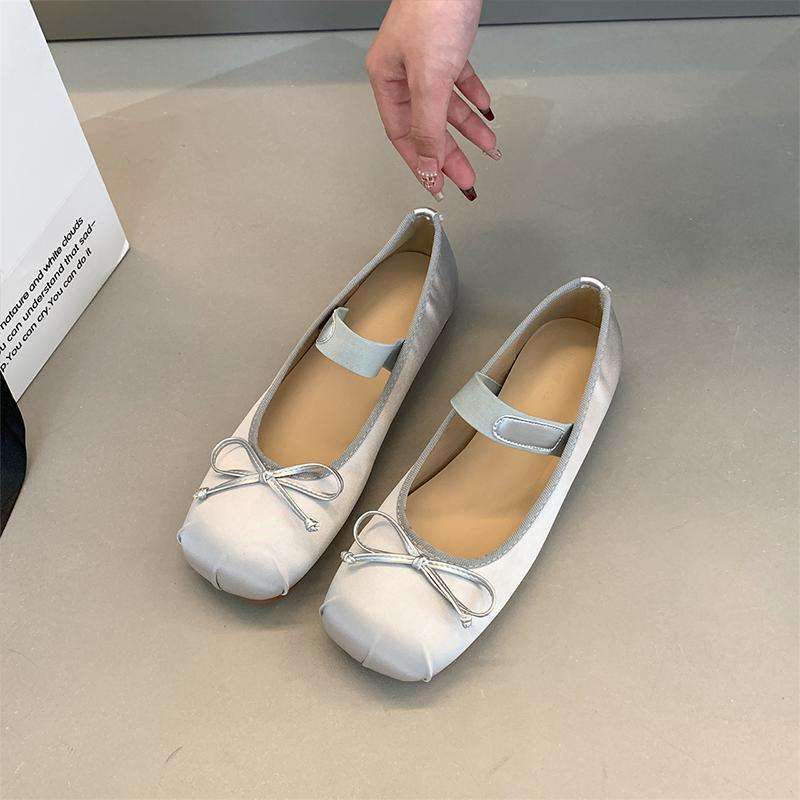 Evening shoes gentle wind flat satin ballet shoes 2025 new spring shallow mouth boat shoes Mary Jane women's shoes