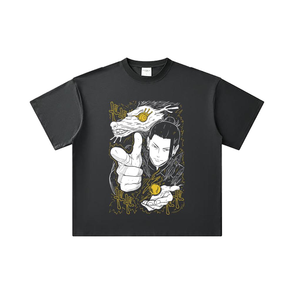 260 GSM Doppelgarn 32er Zählart 100% Baumwolle Jujutsu Kaisen V11 Geto Druck Unisex Schweres Baumwoll-T-Shirt