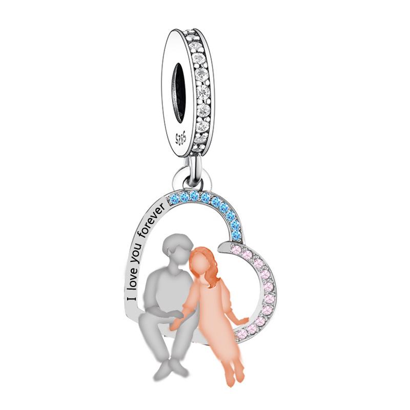 FC Jewelry Fit Original Pan Charms Bracelet Necklace 925 Silver Pregnant Mum And Dad Bead For Making Women Berloque