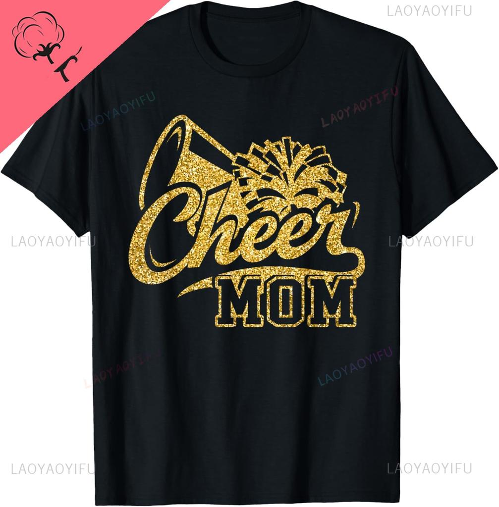 Cheer Mom Biggest Fan Cheerleader Cheerleading Mothers Day TShirt Cotton  Custom Printed Graphic T Shirts Camiseta Hombre