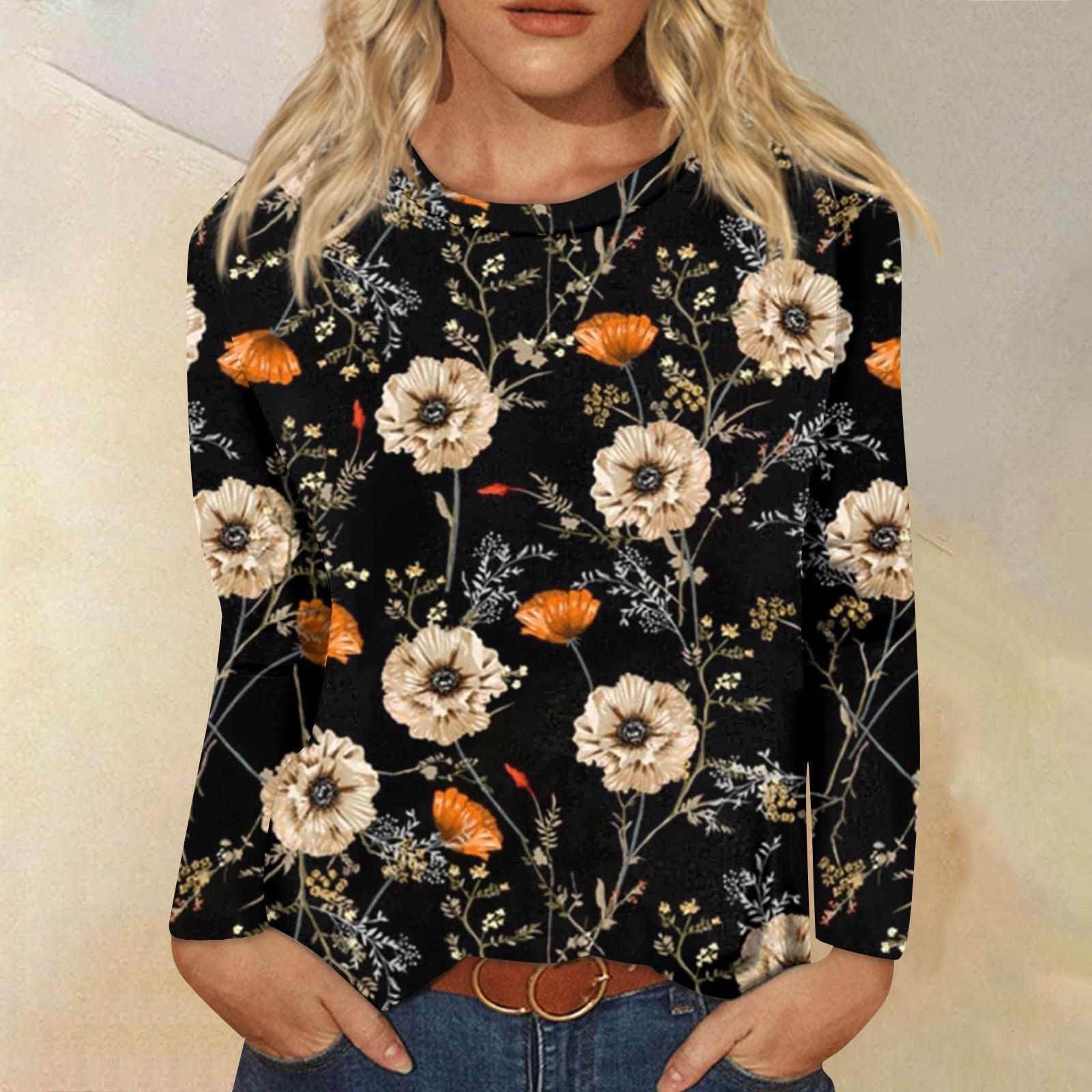 

Женская модная повседневная блузка с длинным рукавом и круглым вырезом, пуловер L