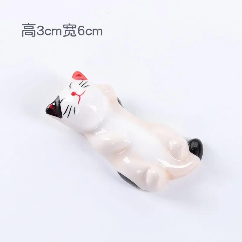 Zakka Cute Cat Chopstick Holder Tableware Japanese Style Underglaze Restaurant Simple Oval Spoon Bracket Utensil for Kitchen