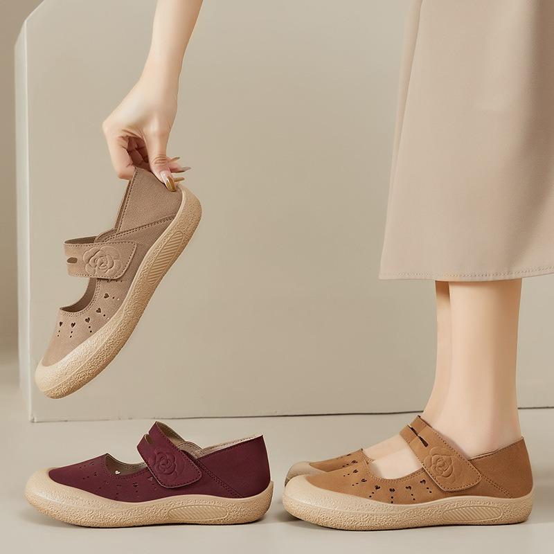 Shoes Women's Shoes Versatile Summer New Shallow Mouth Hollow Breathable Casual Shoes Velcro Convenient Shoes