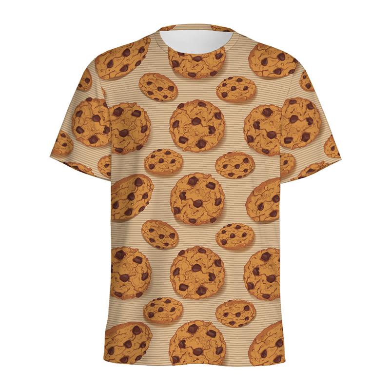 Cartoon Cookie Pattern T-shirt For Men Kids Summer Casual Short Sleeve 3D Printed T Shirts Loose Tops Streetwear O-Neck Tees