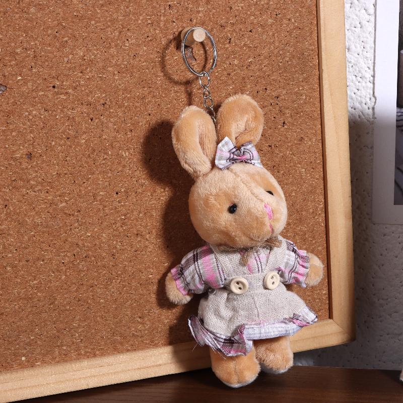 Cartoon Little Bear Plush Doll Keychain Cute Stuffed Rabbit Doll Keyring Couple Bag Pendant Backpack Hanging Decoration Gifts