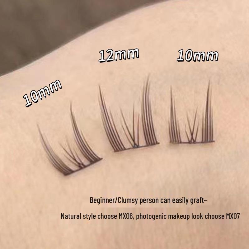 Mengjie 12-Row Cat Elf False Eyelashes, Large Capacity Natural Clusters, Segmented for On-Camera Use