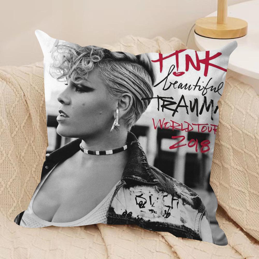 Pink Trustfall Pnk Singer Cushion Cover Silky Short Plush DoubleSided Printed Pillow Case for Sofa All Seasons Home Decor Gift
