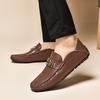 Men'S Shoes Leather Shoes One Pedal Flat-Bottomed Lazy Casual Doudou Shoes Spring Low-Top Feet Cowhide Surface Single Shoes