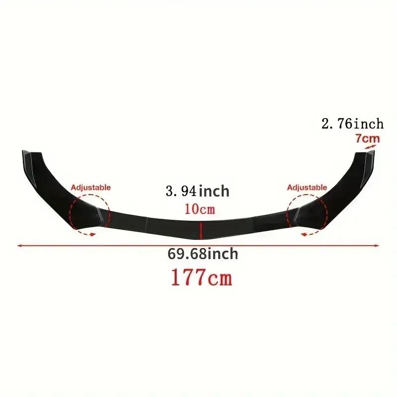 5Pcs/1set Universal Car Front Bumper Lip Spoiler Splitter ABS Body Kit Canard Lip Splitter - Automotive Accessory