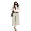 Trendy Summer Vintage High Waist Draped Wide Leg Straight Denim Cropped Capri Pants Versatile Slimming Classic Daily Pants