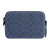 Coach Charter 19 Classic Monogram Double Zipper Closure Fabric And Leather Shoulder Crossbody Bag Small Men Bags Washed-Blue CU206-D61