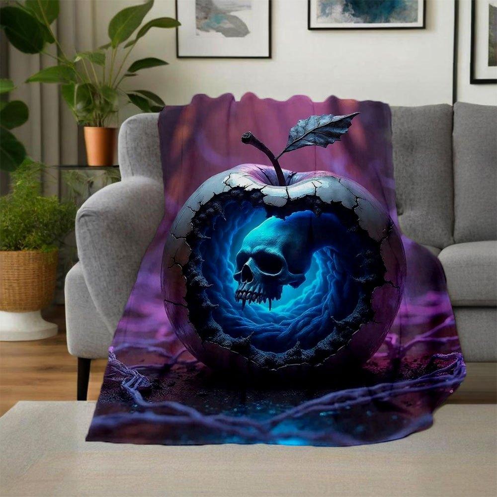 "Dark Fantasy Apple Wall Art Decor"Blanket Flannel Throw Blanket for Sofa, Bed, Travel, Camping, Office