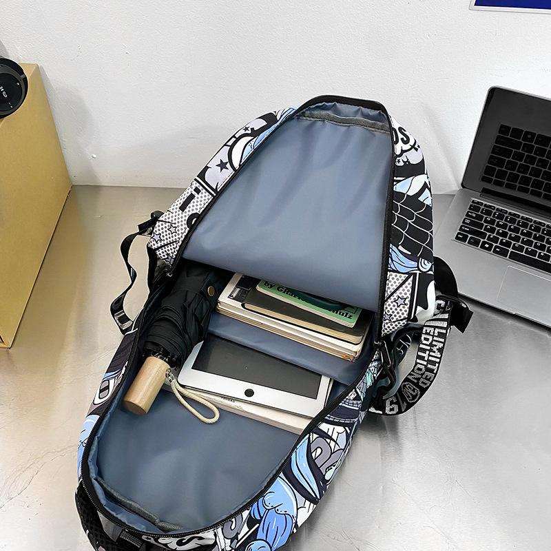 Schoolbag Backpack Men's 1011 New Personalized Graffiti Middle School Student Schoolbag Japanese Trendy Brand College Student Couple Travel Backpack