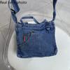 Umhängetasche für Damen, Japan und Südkorea, exquisite Tasche aus gewaschenem Denim, Ins, künstlerischer Stil, Persönlichkeit, Kreativität, tragbare Tasche, Umhängetasche