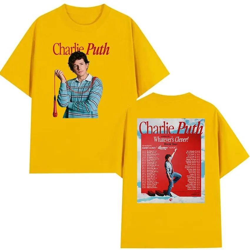 Charlie Puth Whatevers Clever World Tour 2026 Grafik T-Shirts Unisex Vintage Mode Baumwolle Kurzarm T-Shirt Streetwear Y2K