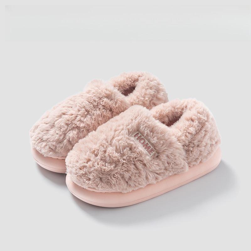 Fashion Couple's Cotton Slippers Winter Women Outdoor Non Slip Warm Plush Shoes Indoor Lightweight Comfortable Soft Sole Men Home Shoes