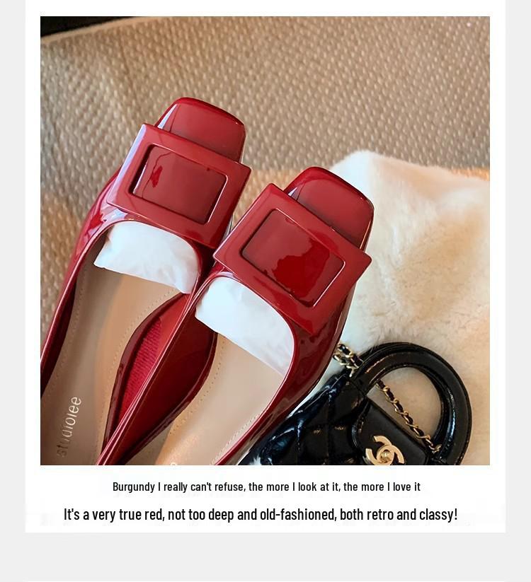 Grape Mom Studiolee~ Elegant Chunky Heel Square Toe Shoes for Spring