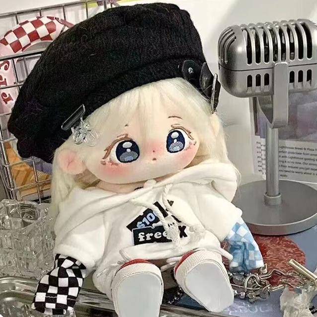 20cm Roztomilá plyšová panenka s bílými vlasy, Figurka superhvězdy, Měkké vycpané bavlněné panenky, DIY Cosplay kostým, Kolekce, Hračky pro dívky, Dárek