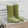 Fashion Mid Calf Rubber Boots Women Rain Shoes Waterproof Galoshes Woman Working Garden Rain Boots Puddle Water Shoes