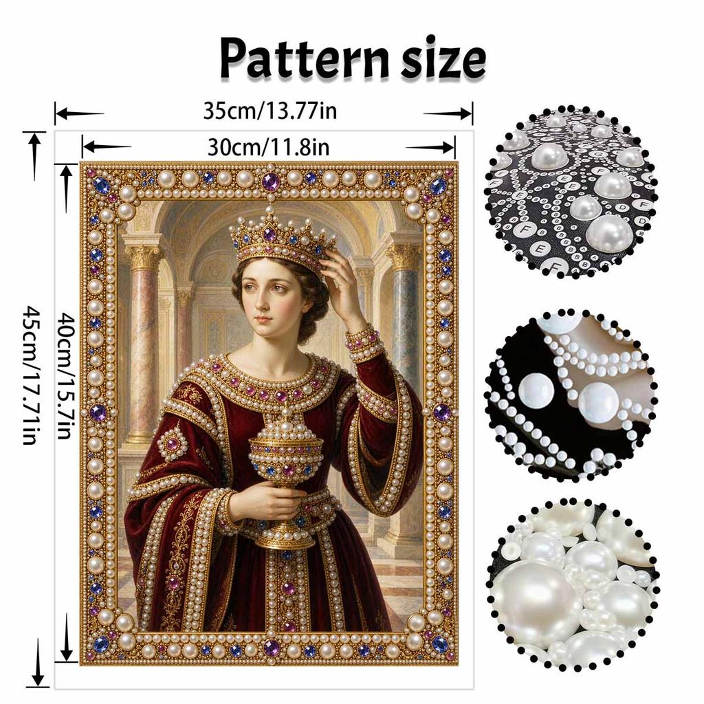 DIY 3D Pearl Diamond Painting Art Set Queen Crown Gemstone Portrait Home Decor Art Set Wall Art