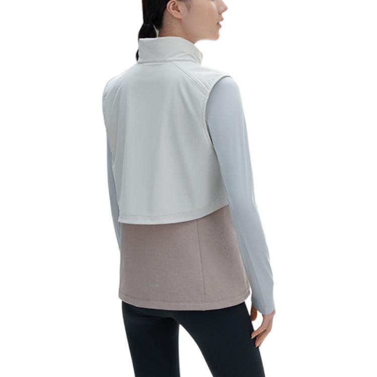 Anta Color Block Sleeveless Vest With Zipper Stand Collar Women Vests 162245902-1