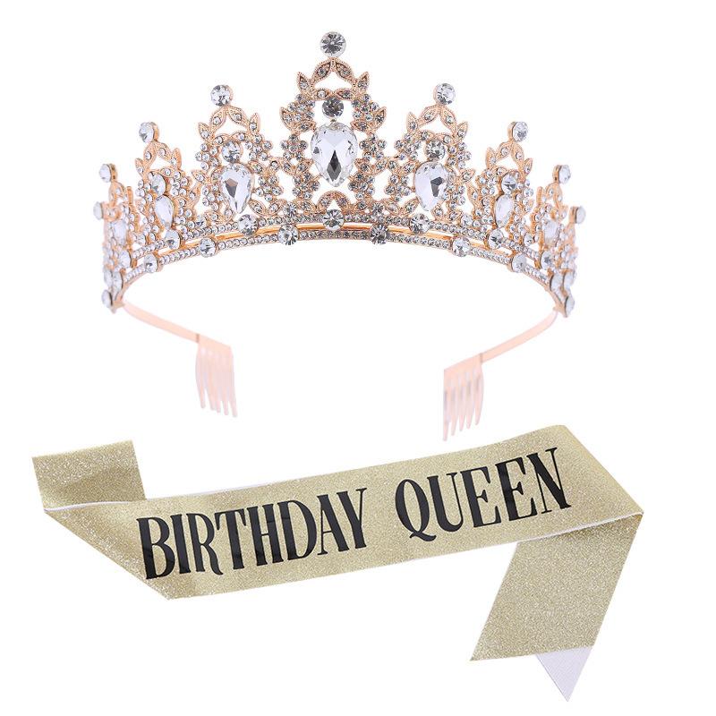 European and American Bridal Crown Tiara Alloy Crystal Wedding Hair Accessories Crown Birthday Party Headband Jewelry