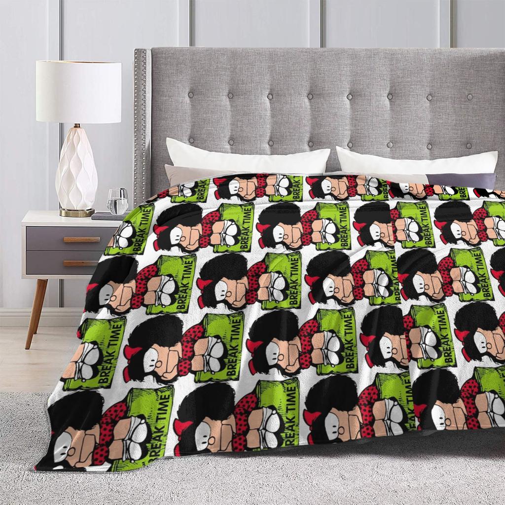 Mafaldas Break Time Sitting and Relaxing Position Flannel Blankets Creative Throw Blanket for Home Hotel Sofa 125*100cm Quilt,