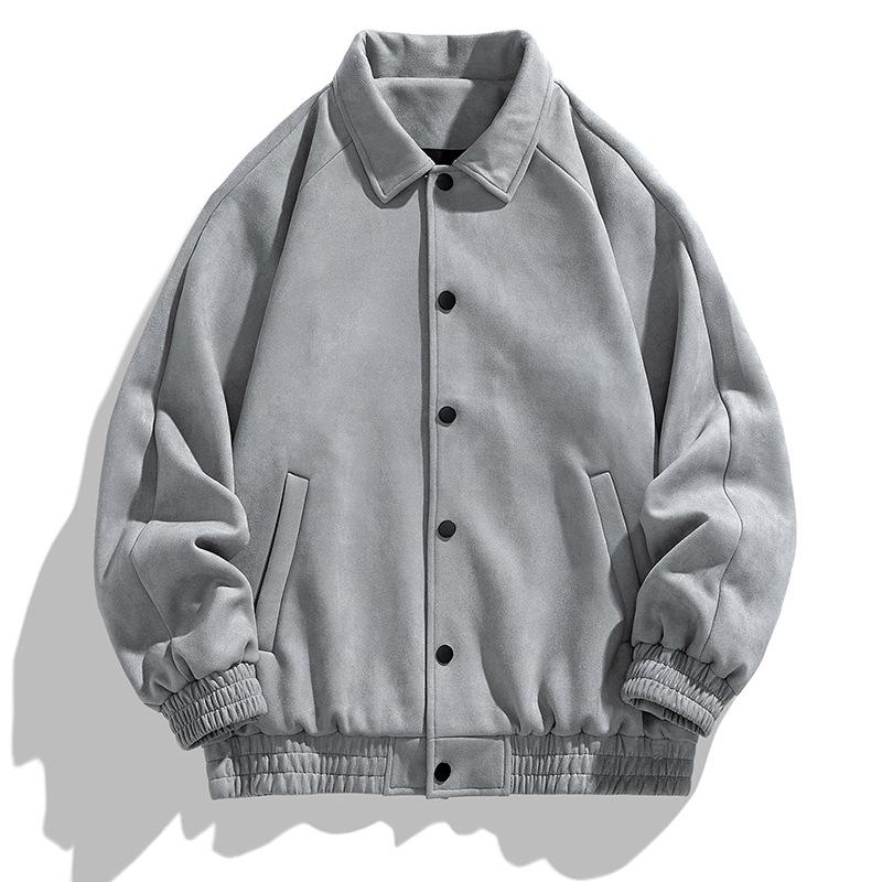 Elenco Giacca Aviatore Oversize Moda Casual Scamosciata Fodera Reversibile Slim Qualità Uomo Primavera e Autunno Cappotto da Lavoro Largo