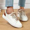 Lace-up White Shoes Casual Sneakers for Women PU Leather Walking Shoes Breathable Daily Flats Men Casual Sports Shoes Waterproof