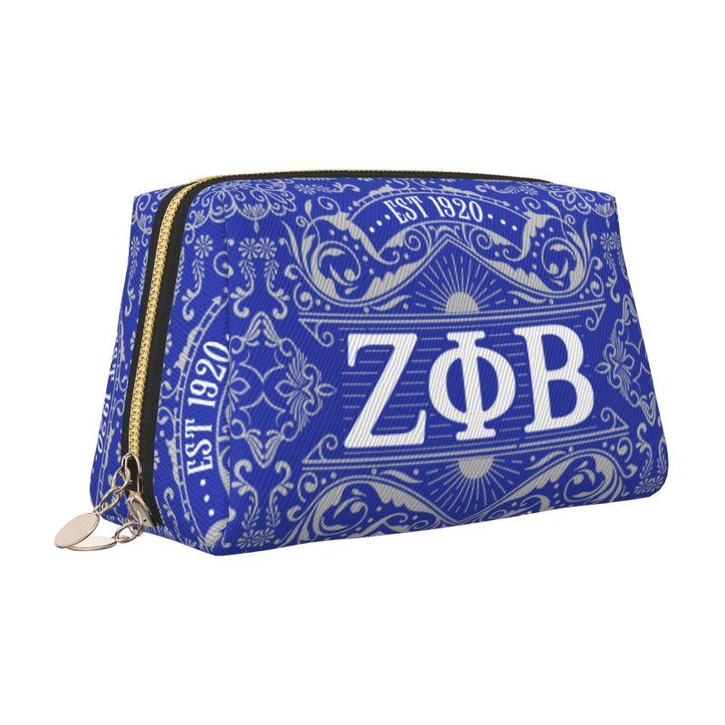 

Zeta Phi Beta 1920 Print Leather Makeup Bag Women Large Travel Toiletry Pouch Cosmetic Bags Portable Storage Bag Gifts