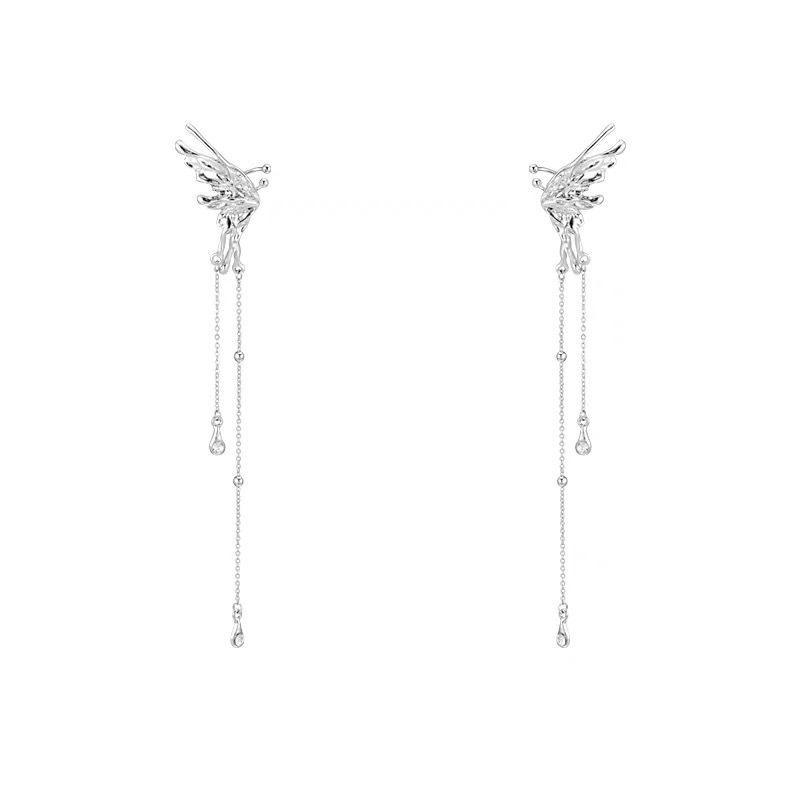 Engelsflügel Ohrhaken Damen Super Fee Schmetterling Fließende Quaste Ohrknochenclip High-End Stil Ohrring OhrRING Halskette