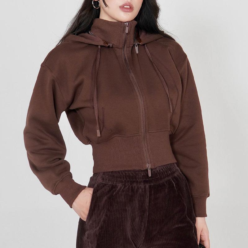 Lulu Zgly Women's Autumn Winter Hooded Sports Jacket & Yoga Set for Running, Mountaineering, Training & Fitness