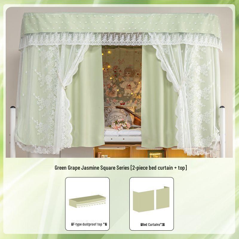 Green Double-Layer Blackout Mosquito Net Bed Curtain for Student Dormitory (2026 New Private Girls Edition) Curtain Height 1.2m - Non-coated, Odorless
