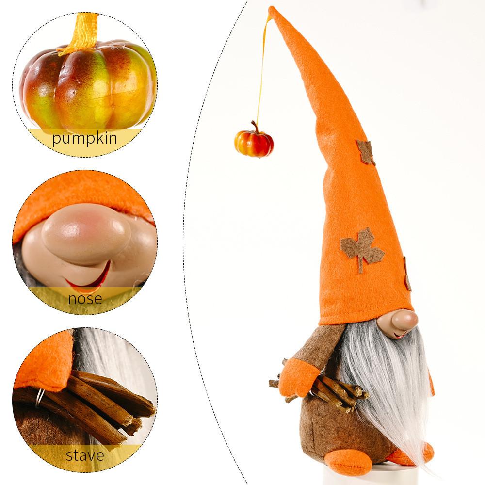 Festive Pumpkin Maple Leaf Hat No Face Doll Decorative Home Thanksgiving Item
