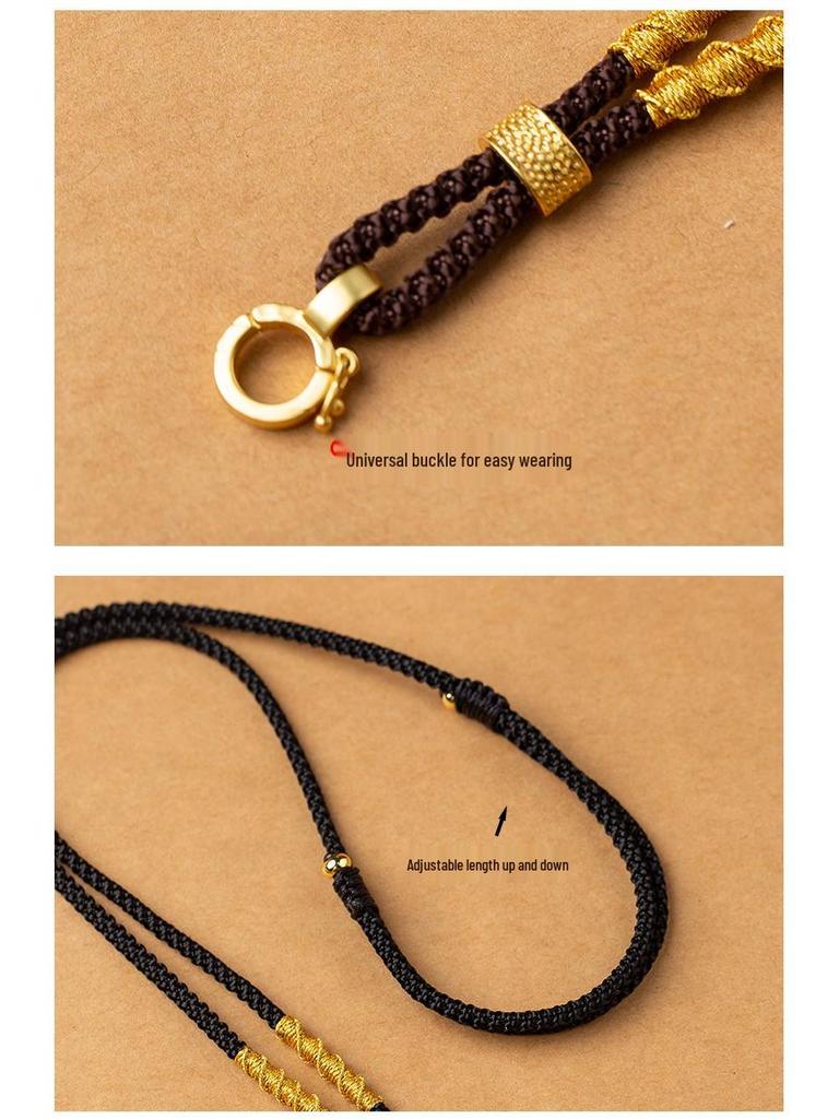 Hand-Woven Adjustable Jade Pendant Lanyard Necklace for Men and Women