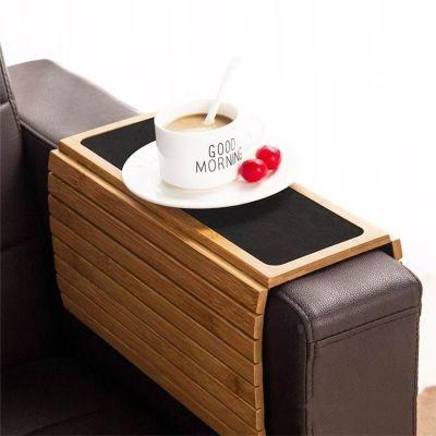 Bamboo sofa armrest tray folding rectangular household fruit snack bamboo sofa storage tray
