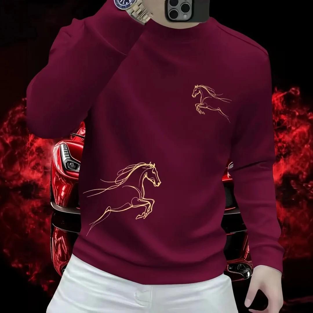 Men s Versatile Heavyweight Long-Sleeve Hoodie - Casual Cool Fashion, Round Neck, Plus Size, Trendy Print L