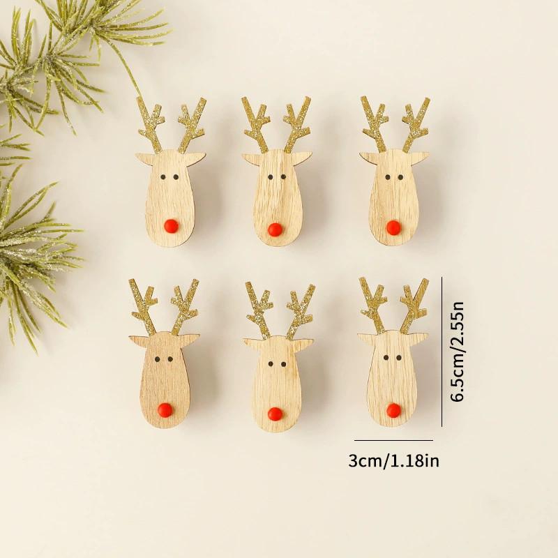 Holiday Tree Ornaments Wooden Decor With Snowflake Reindeer For Christmas Gift