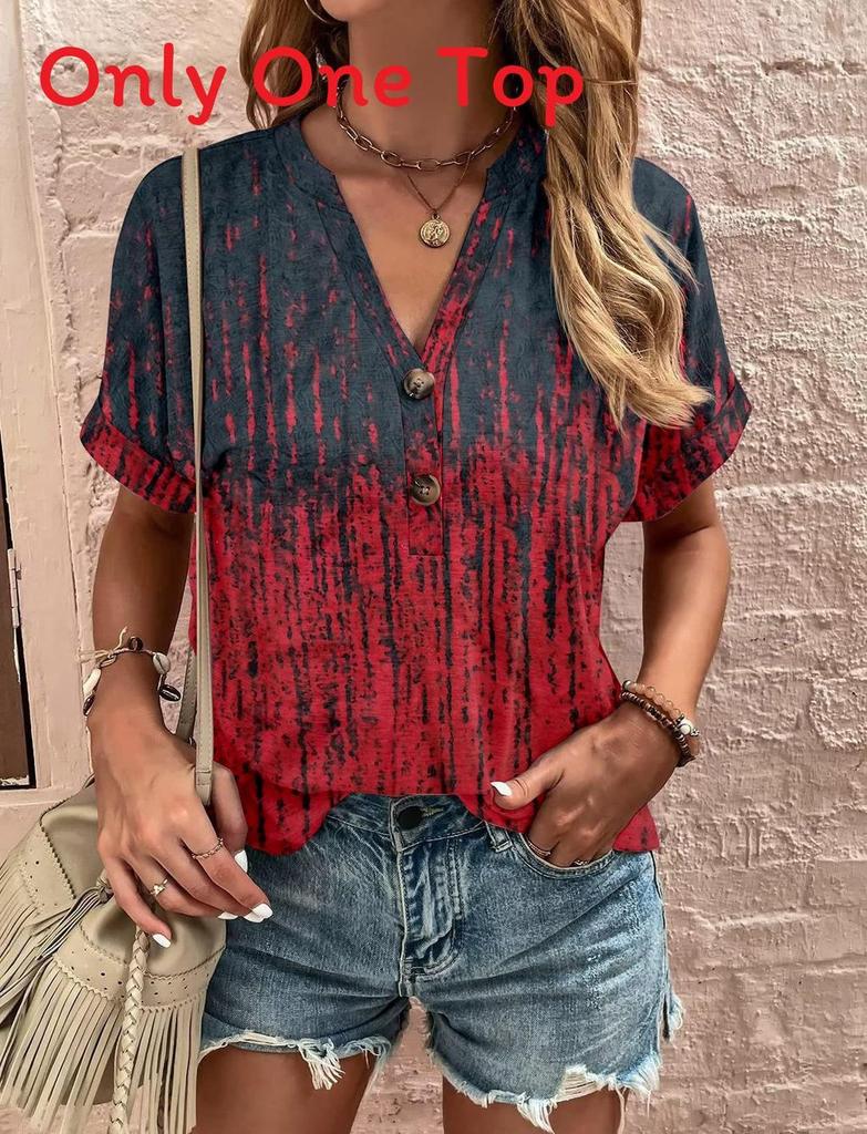 Wish Womens T Shirt With 3d Print And V Neck For Summer Casual Wear
