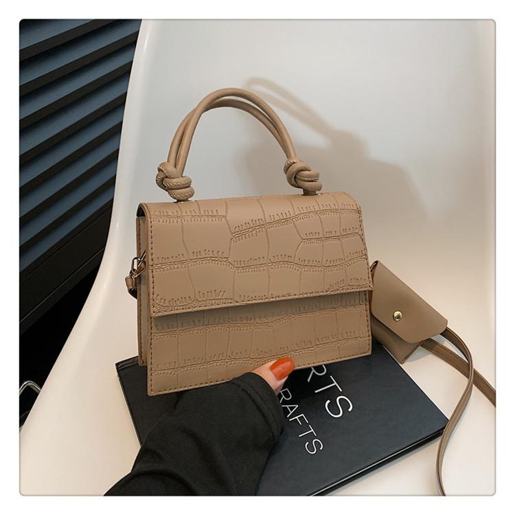 Single Texture Stone Shoulder Crossbody Bag Solid Color Handbag Women Gifts