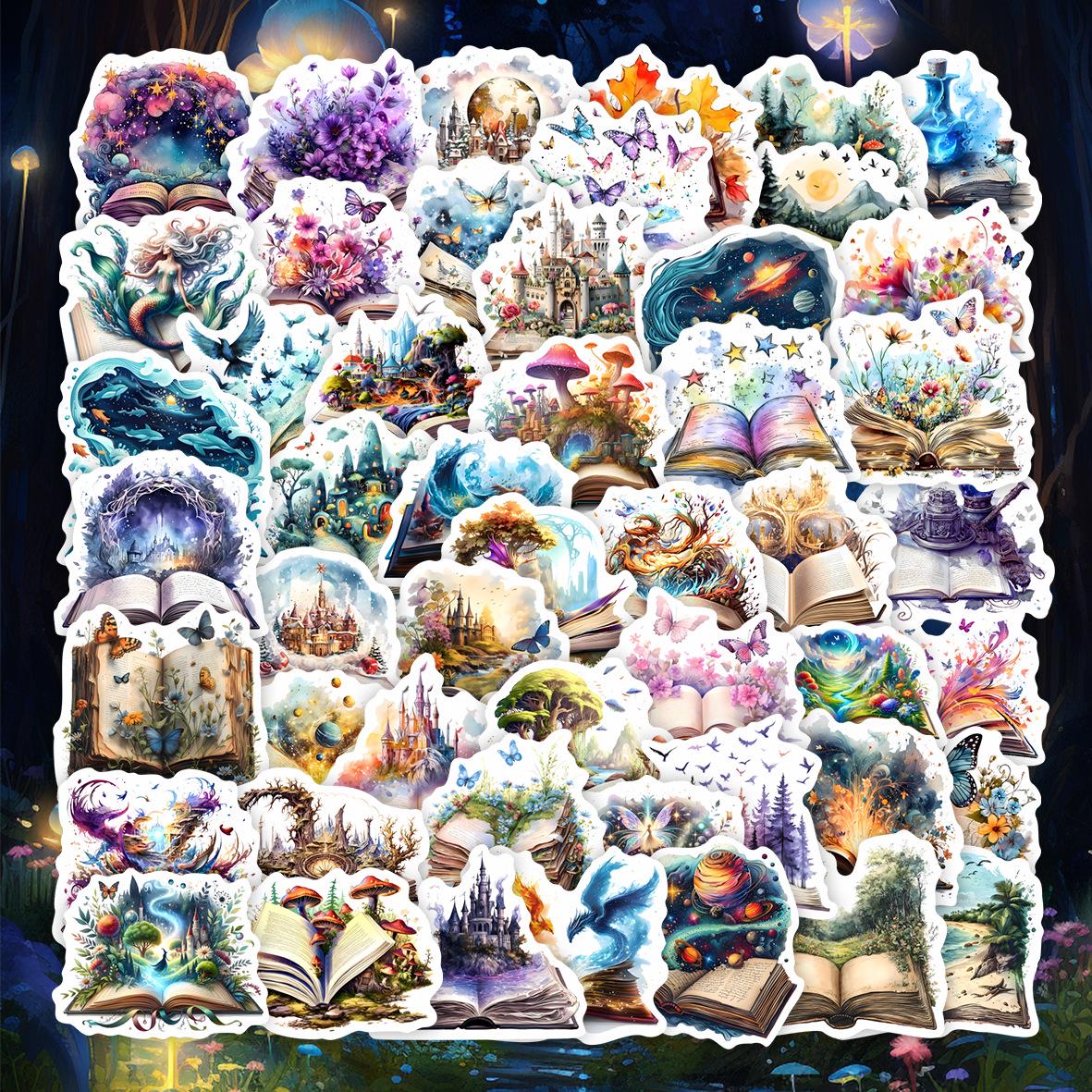 Dreamy Plant Book Decorative Stickers - 50 Sheets for DIY Notebooks & Suitcases