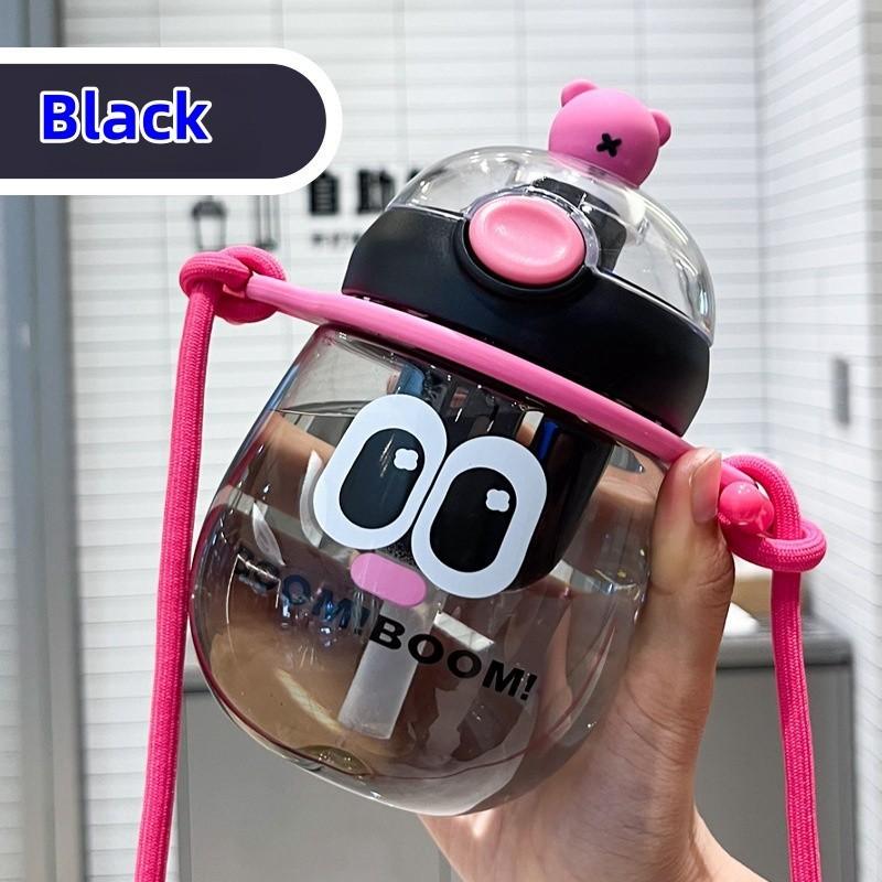 Roztomilý a zábavný dětský plastový kelímek na pití s velkýma očima, kelímek na pití, roztomilý kreslený studentský kelímek na vodu, dětský kelímek se slámkou