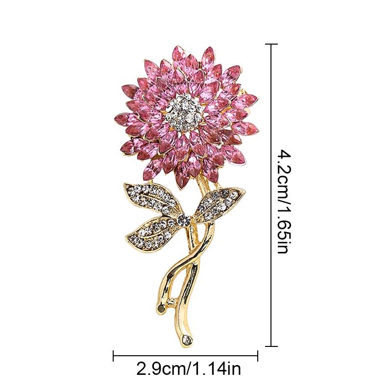 1PC Stylish Plant Brooch for Jackets Unique Sunflower Jewelry Accessory Handmade Drip Resin Brooch Shiny Rhinestone Flower Pin